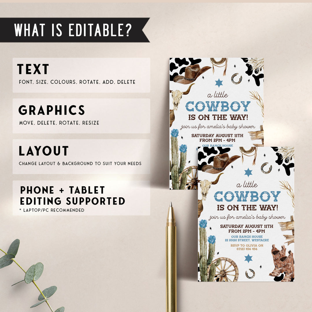 Rodeo Cowboy Baby Shower Invitation