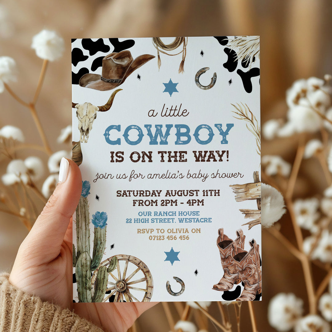 Rodeo Cowboy Baby Shower Invitation Editable Template – OhHappyPrintables