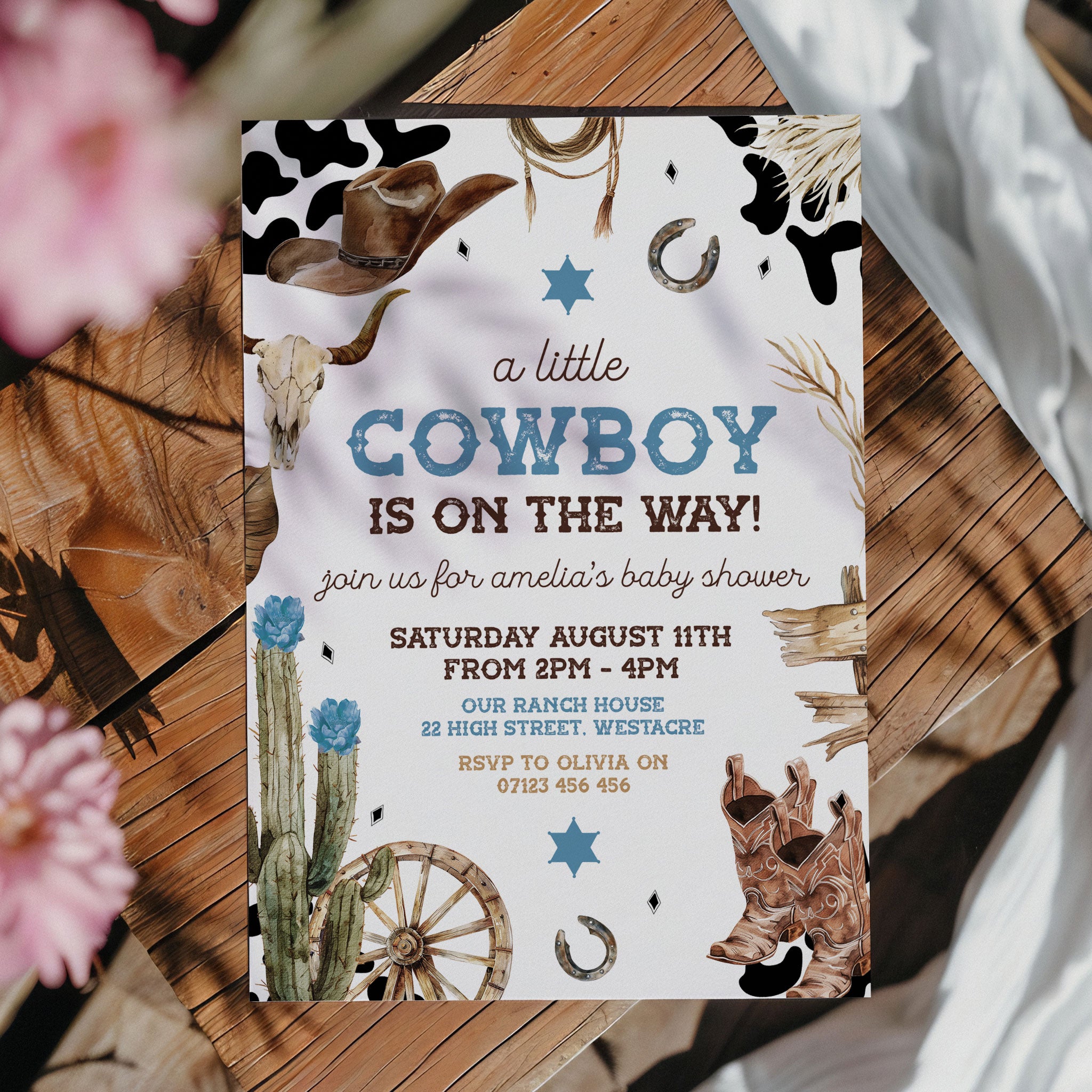 Rodeo Cowboy Baby Shower Invitation Editable Template – OhHappyPrintables