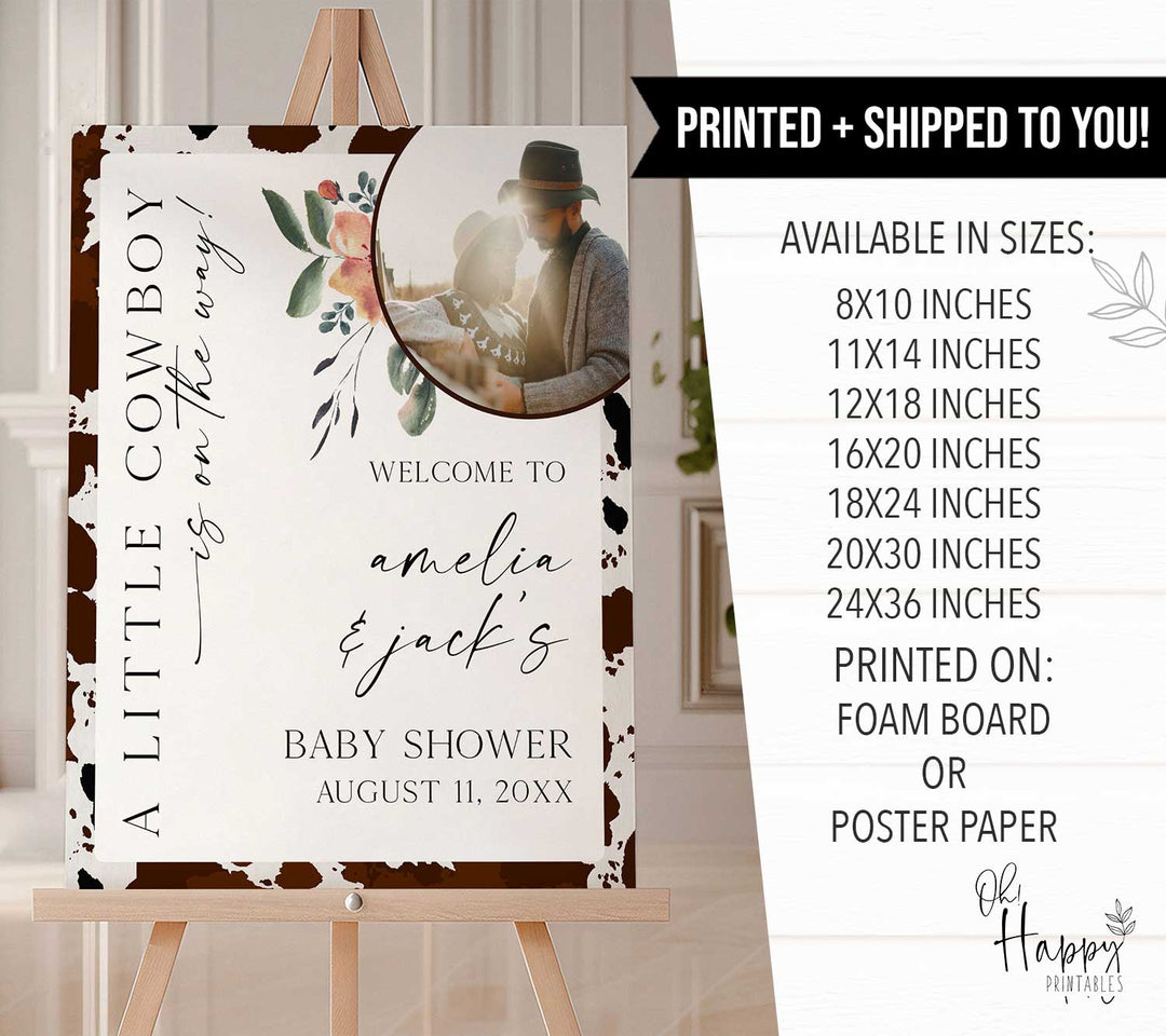 A Little Cowboy Photo Baby Shower Welcome Sign