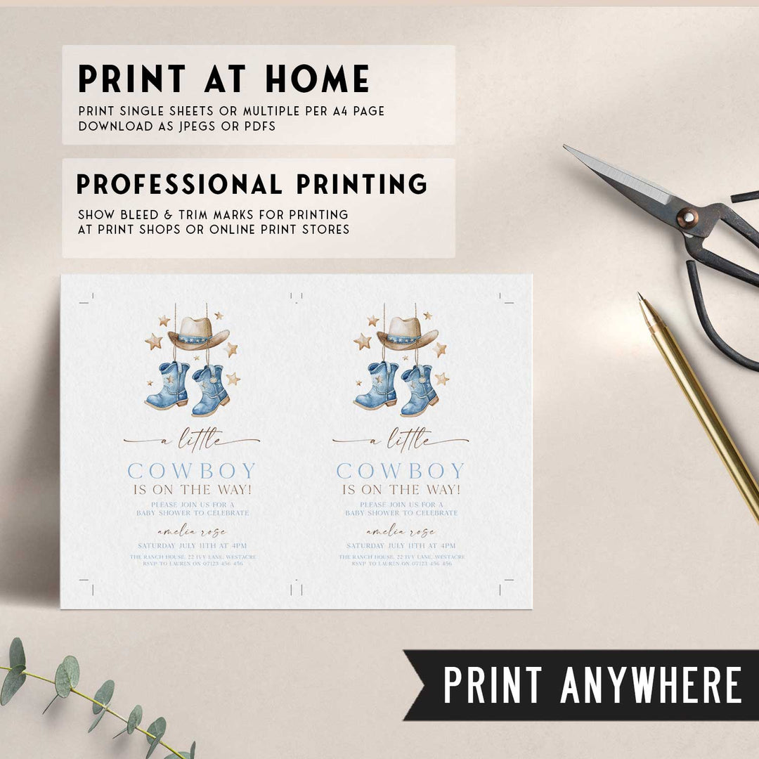 Cowboy Boots Baby Shower Invitation