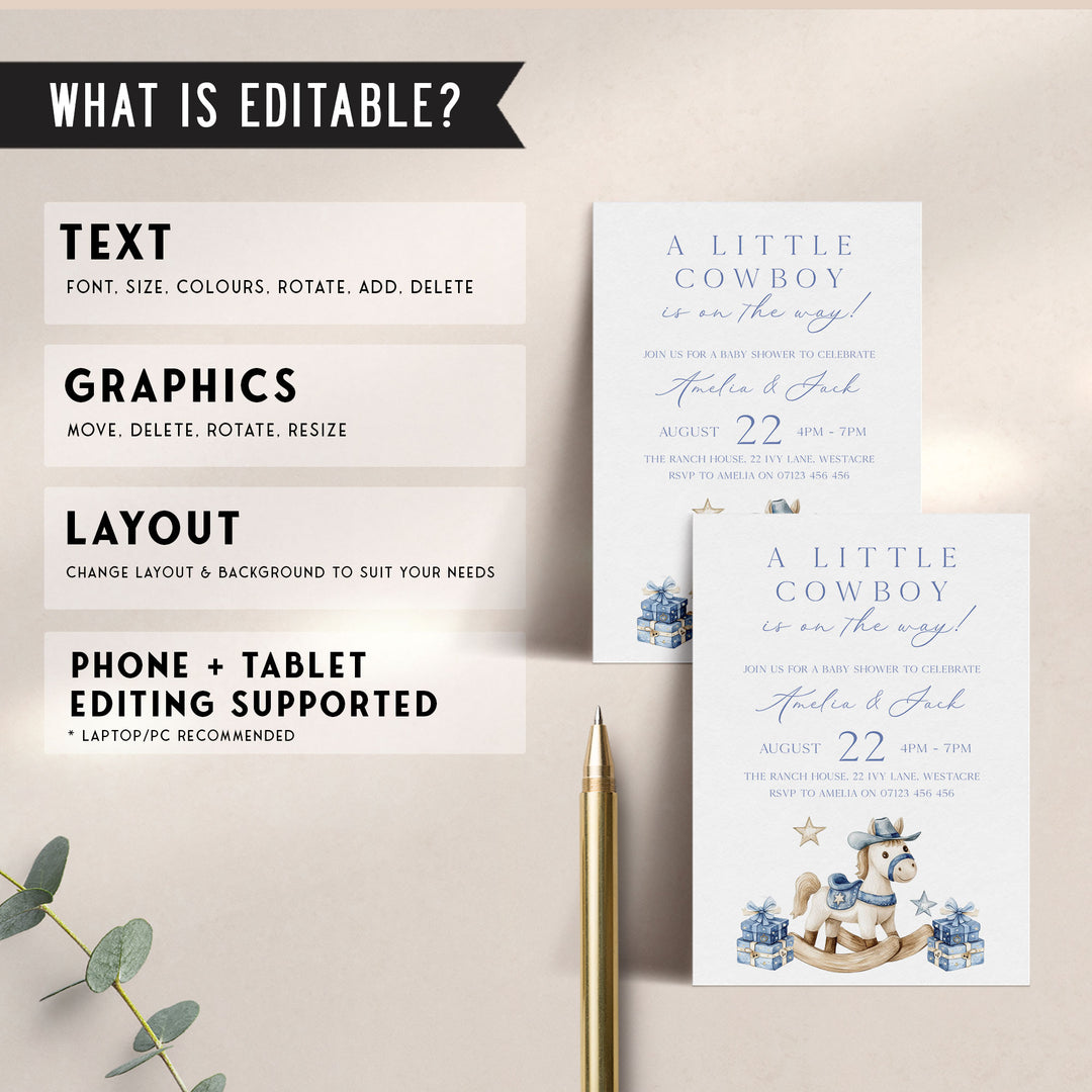 Cowboy Horse Baby Shower Invitation