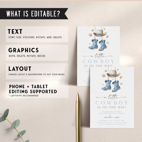 Cowboy Boots Baby Shower Invitation
