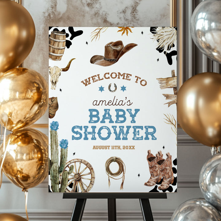 Western Cowboy Baby Shower Welcome Sign