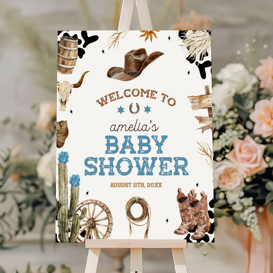 Western Cowboy Baby Shower Welcome Sign