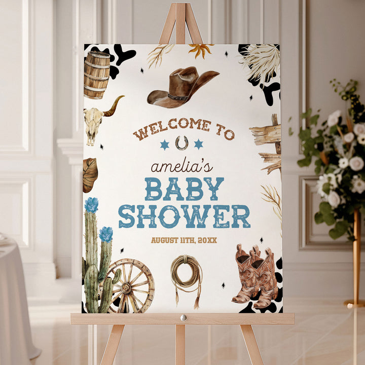 Western Cowboy Baby Shower Welcome Sign