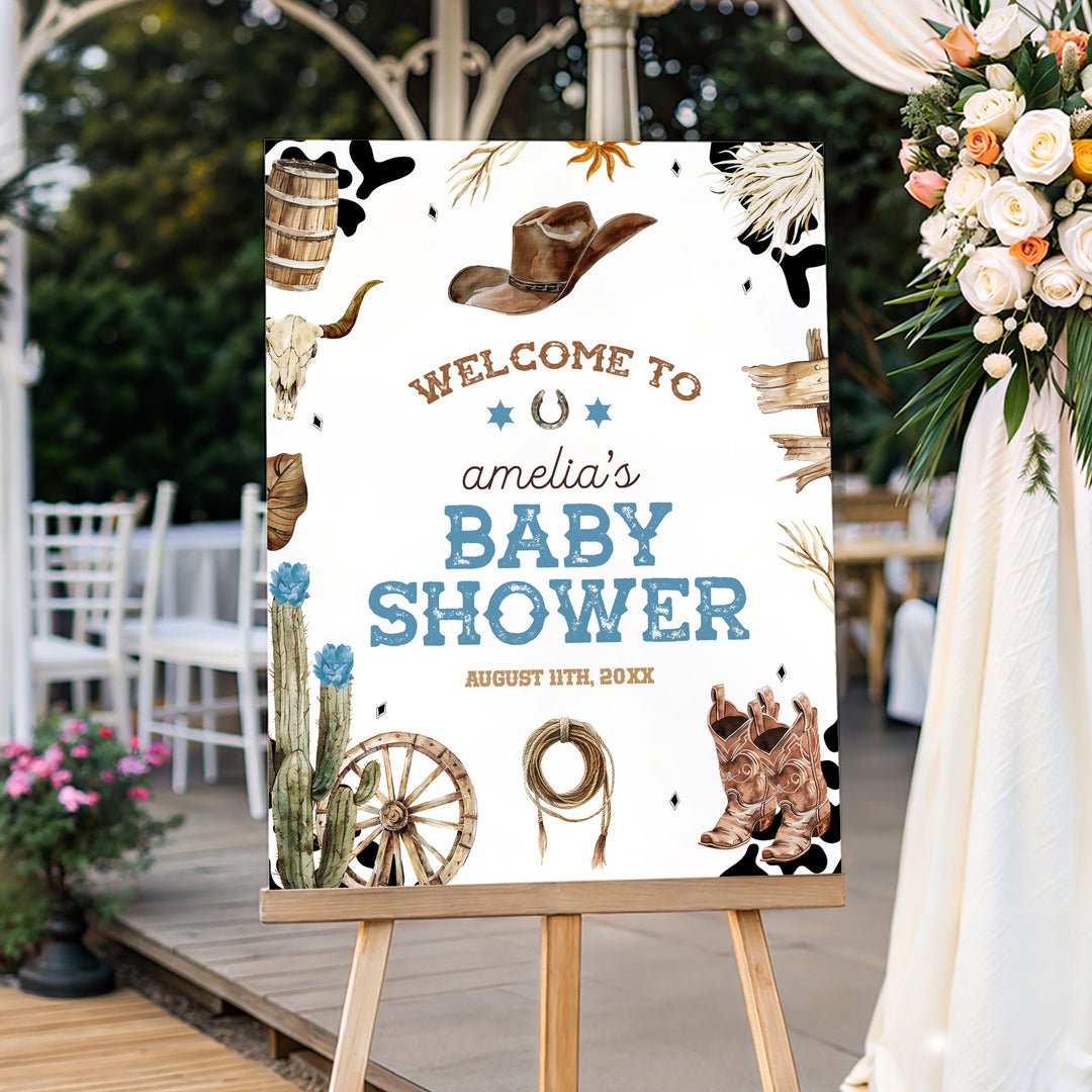 Western Cowboy Baby Shower Welcome Sign