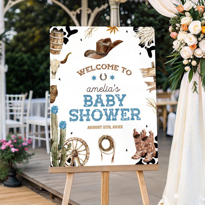 Western Cowboy Baby Shower Welcome Sign