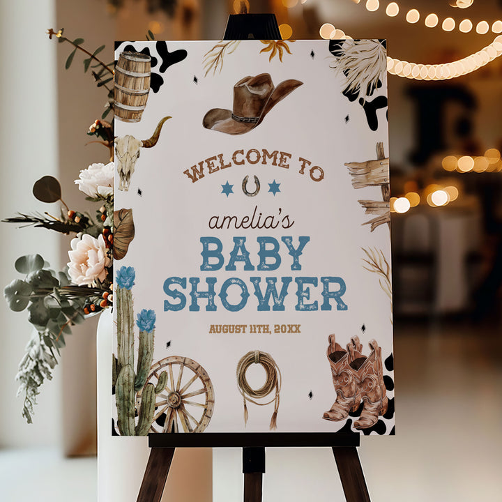 Western Cowboy Baby Shower Welcome Sign