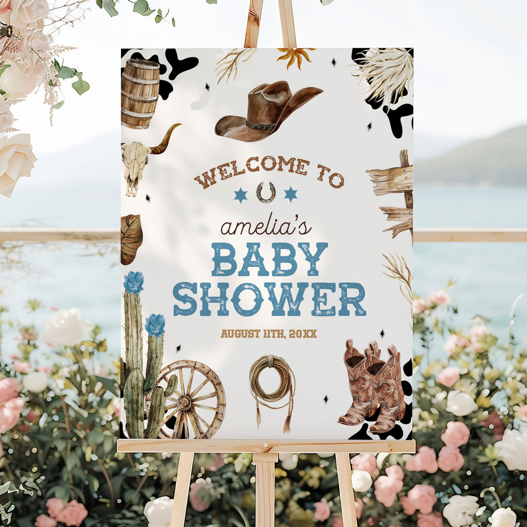 Western Cowboy Baby Shower Welcome Sign