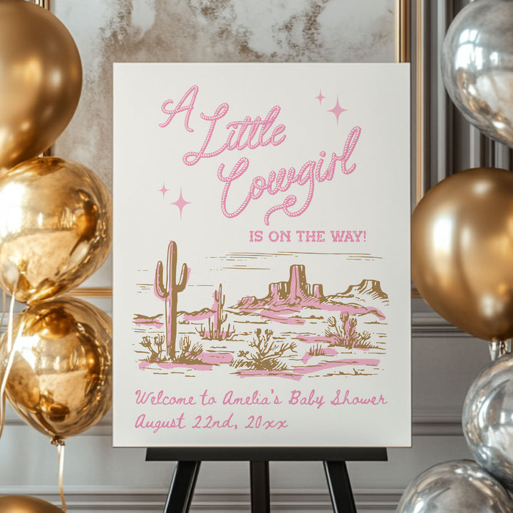 Cowgirl Baby Shower Pink Welcome Sign
