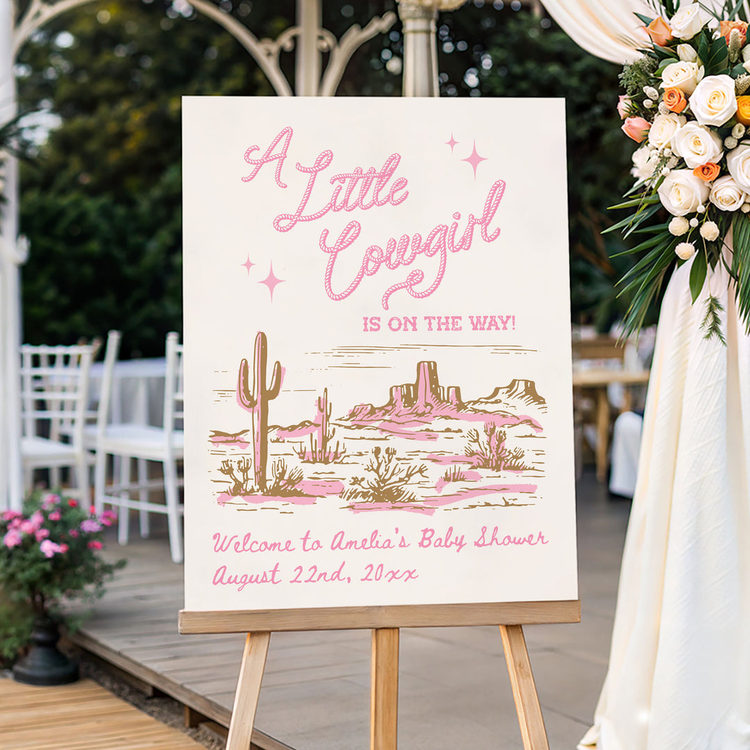 Cowgirl Baby Shower Pink Welcome Sign