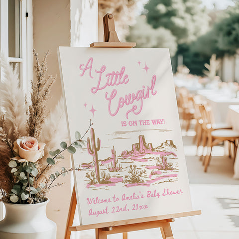 Cowgirl Baby Shower Pink Welcome Sign