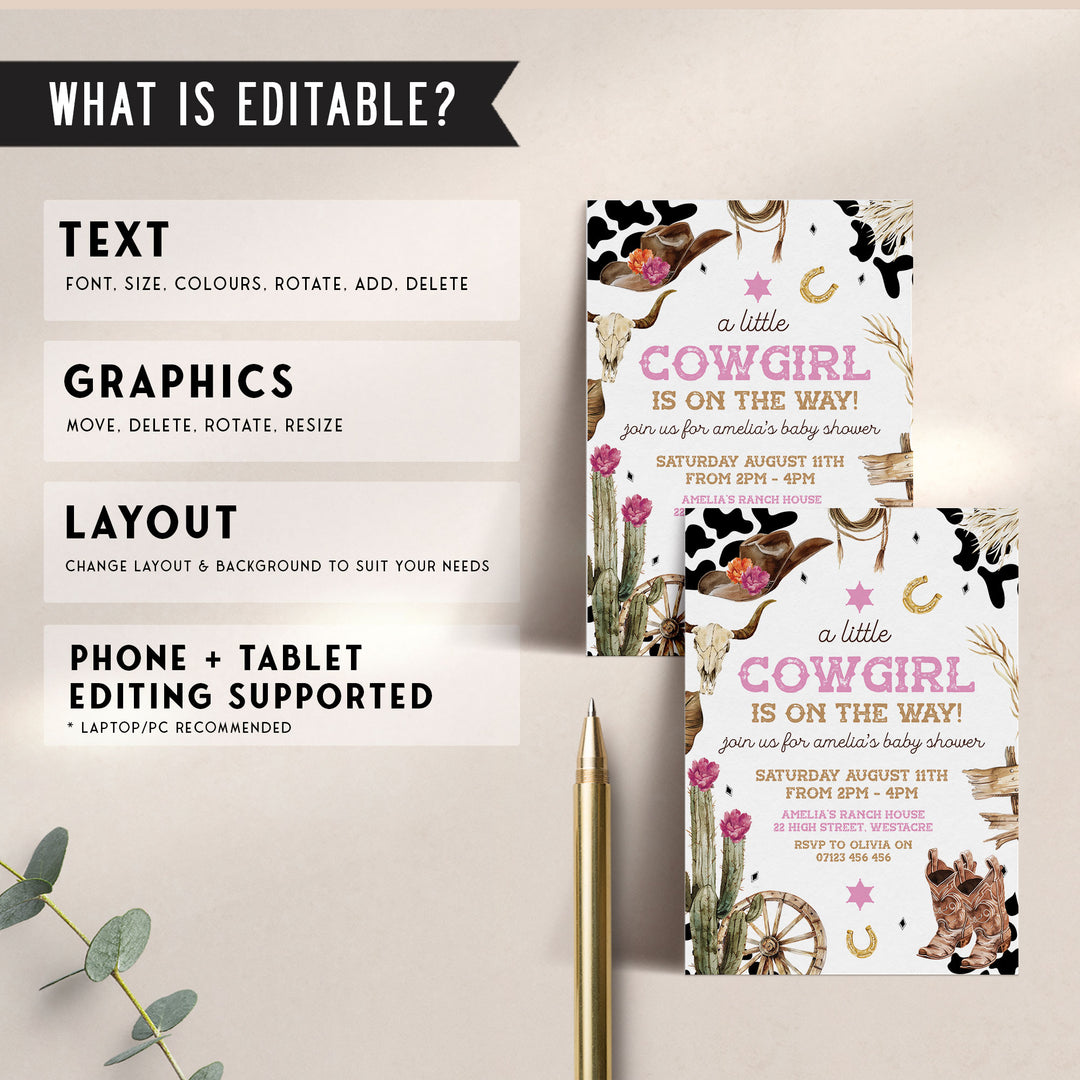 Rodeo Cowgirl Baby Shower Invitation