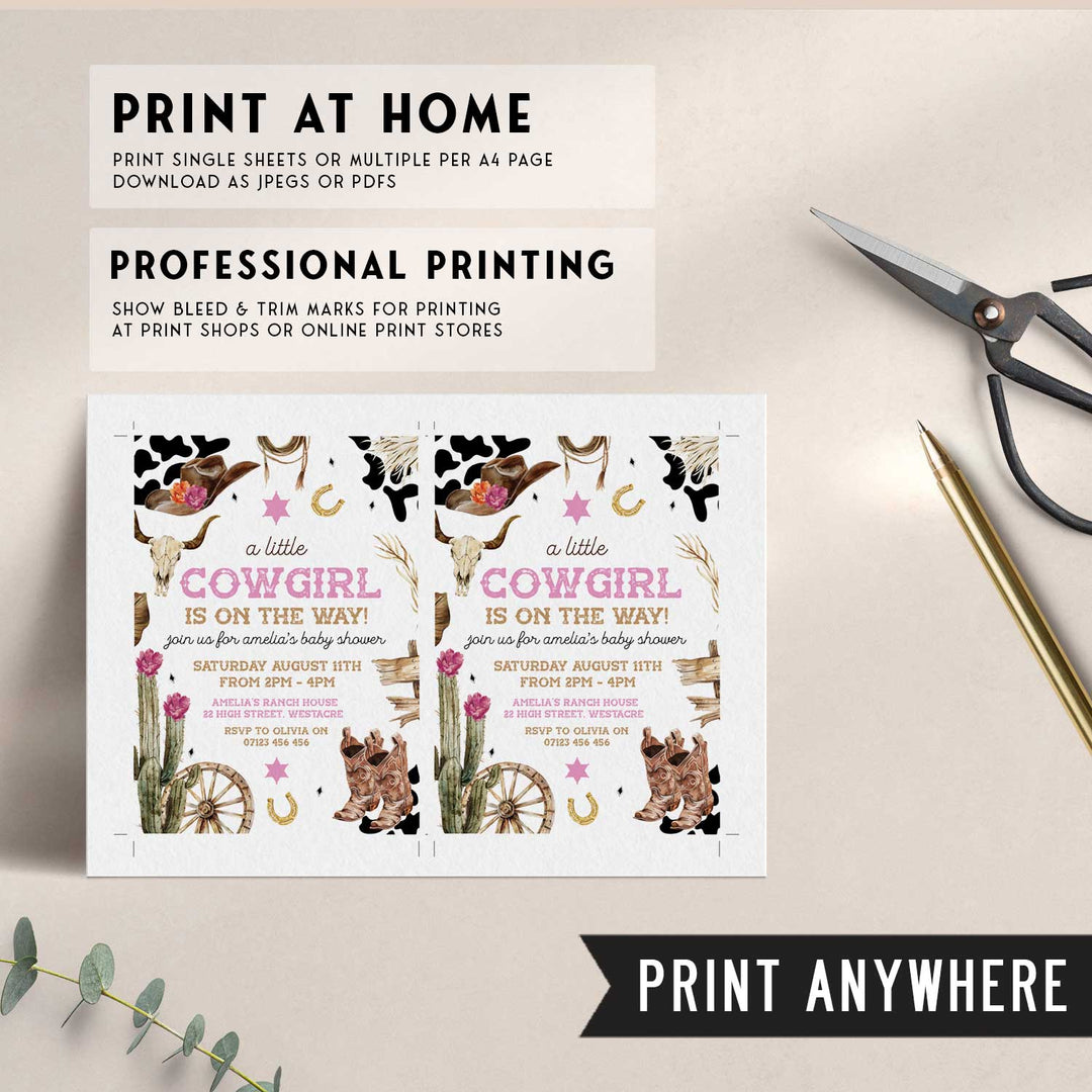 Rodeo Cowgirl Baby Shower Invitation