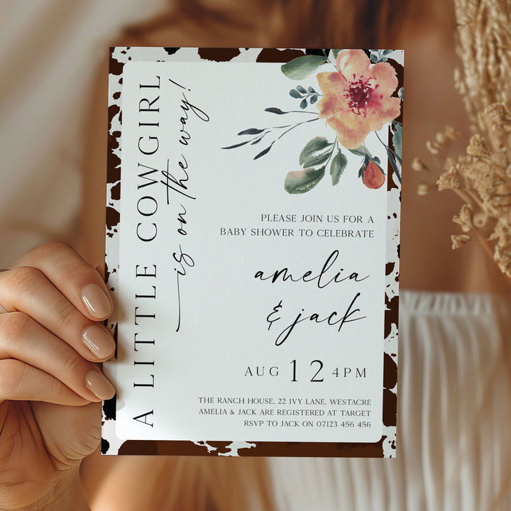 Cowgirl Photo Baby Shower Invitation