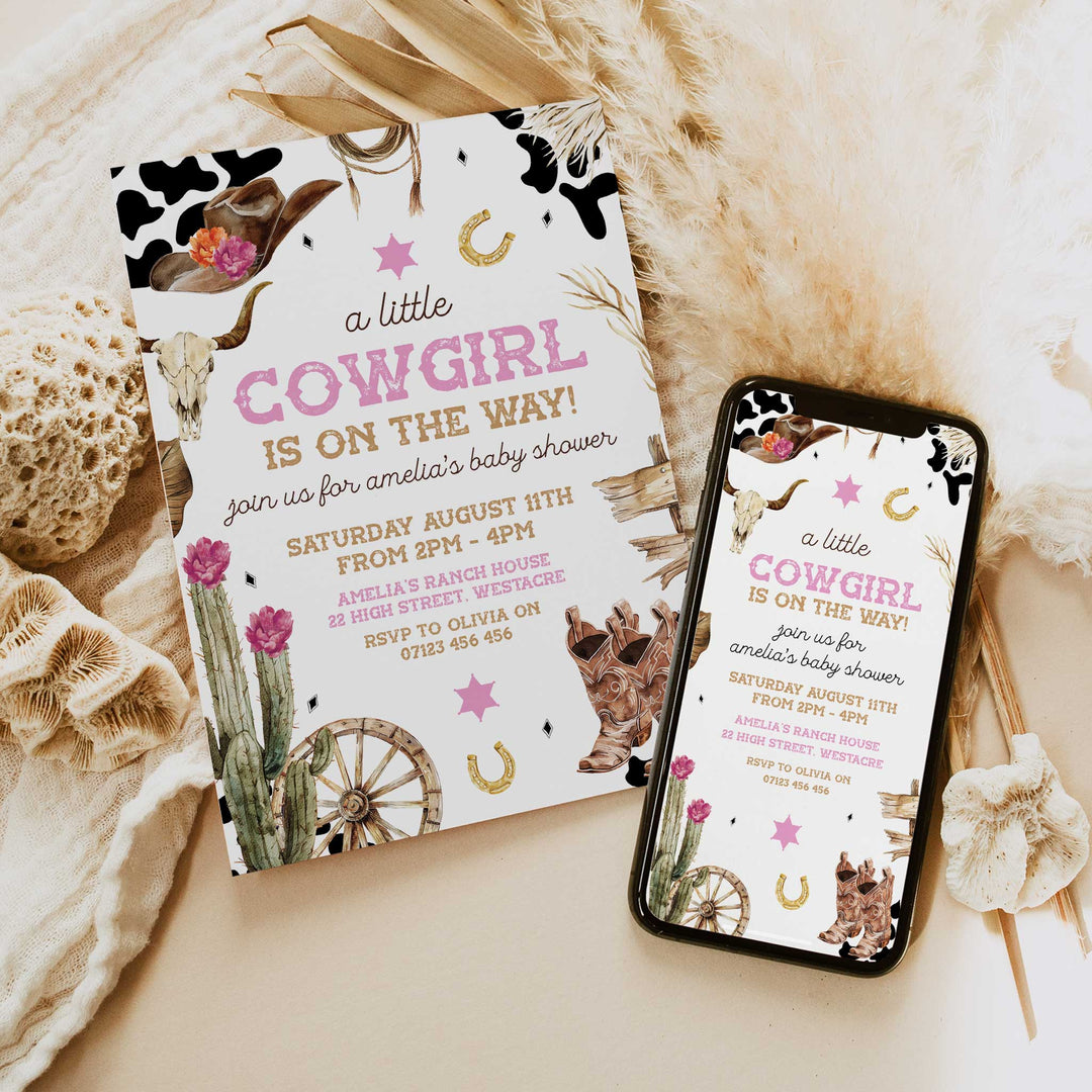 Rodeo Cowgirl Baby Shower Invitation