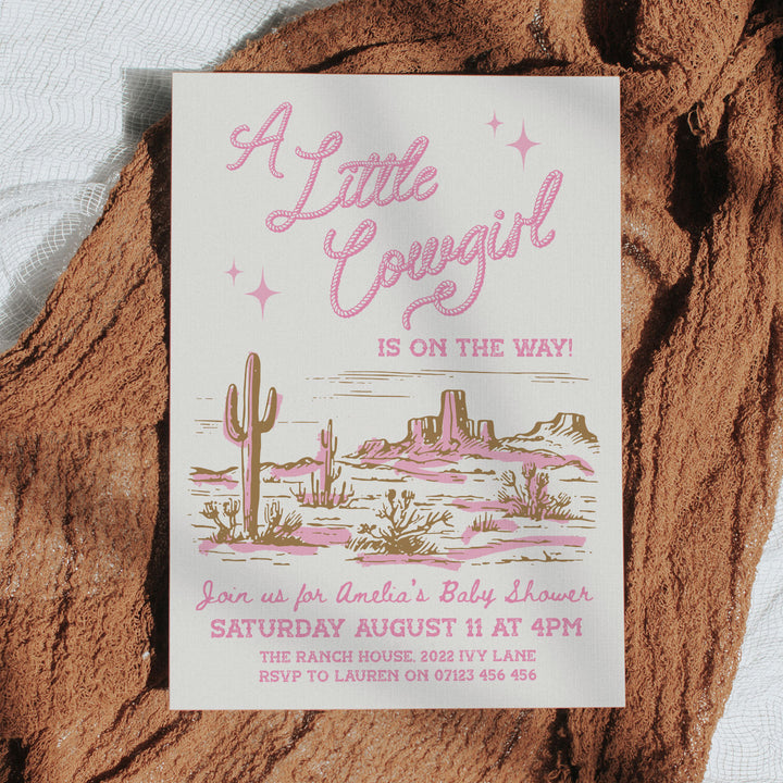 Cowgirl Baby Shower Pink Invitation