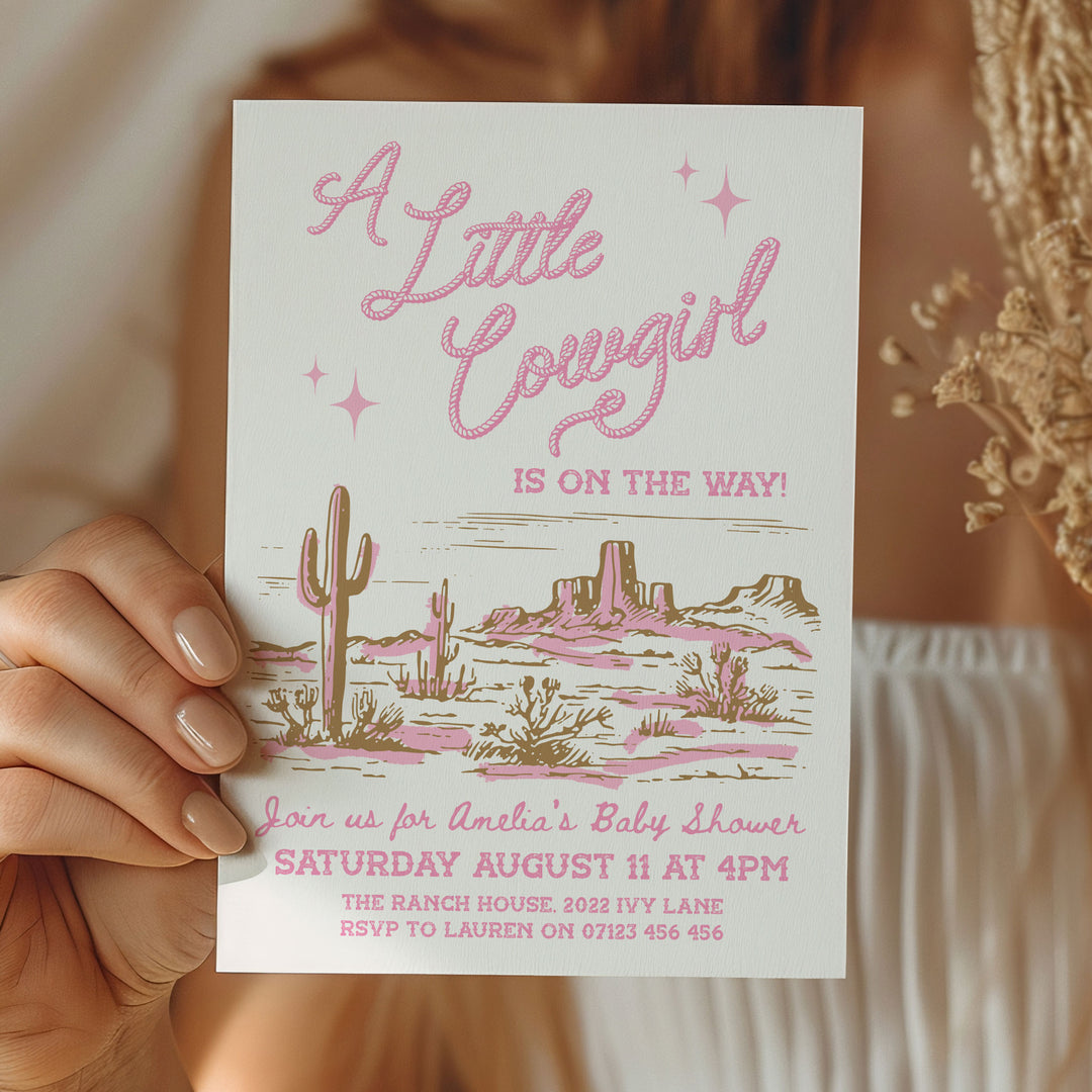 Cowgirl Baby Shower Pink Invitation