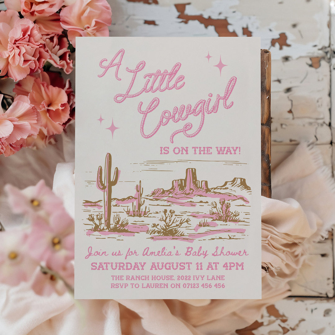 Cowgirl Baby Shower Pink Invitation