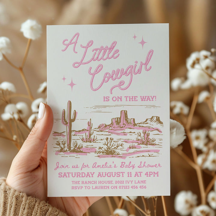 Cowgirl Baby Shower Pink Invitation