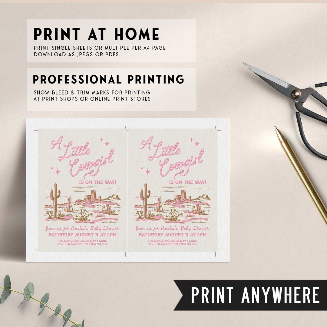 Cowgirl Baby Shower Pink Invitation