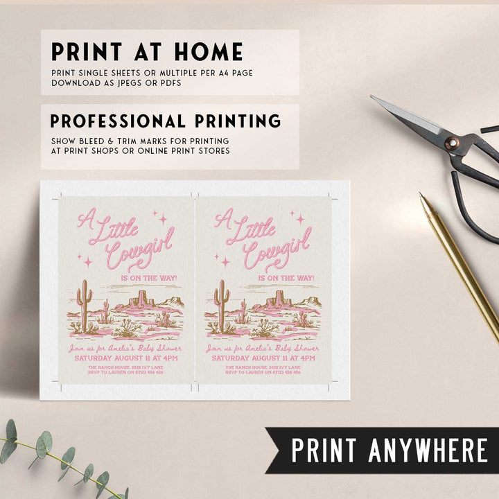 Cowgirl Baby Shower Pink Invitation