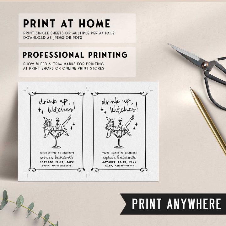 Drink Up Witches Bachelorette Invitation