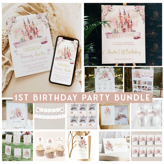 Princess Castle First Birthday Party Bundle