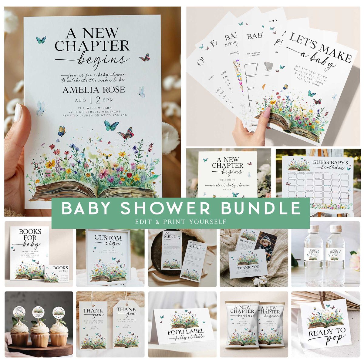 A New Chapter Begins Storybook Baby Shower Bundle
