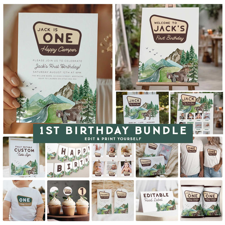 One Happy Camper Birthday Bundle Watercolor