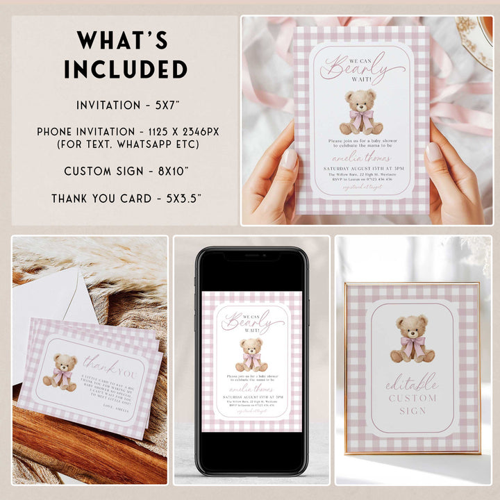 Pink Bearly Wait Baby Shower Bundle
