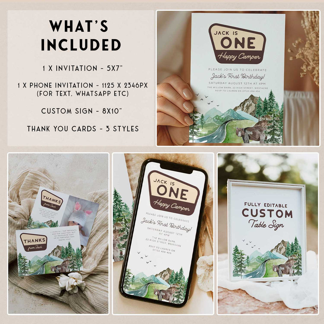 One Happy Camper Birthday Bundle Watercolor