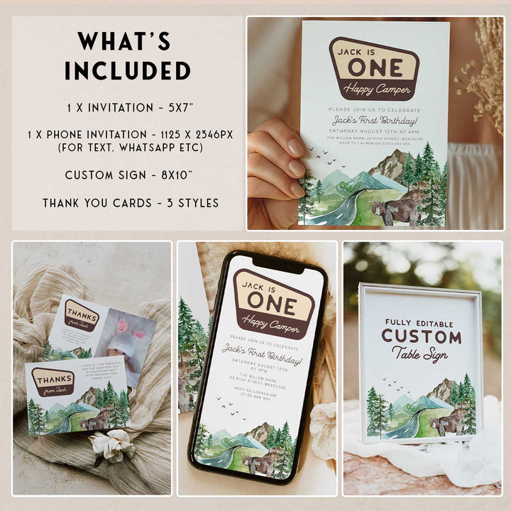 One Happy Camper Birthday Bundle Watercolor