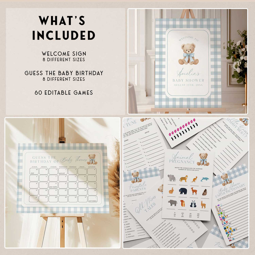 Blue Bearly Wait Baby Shower Bundle