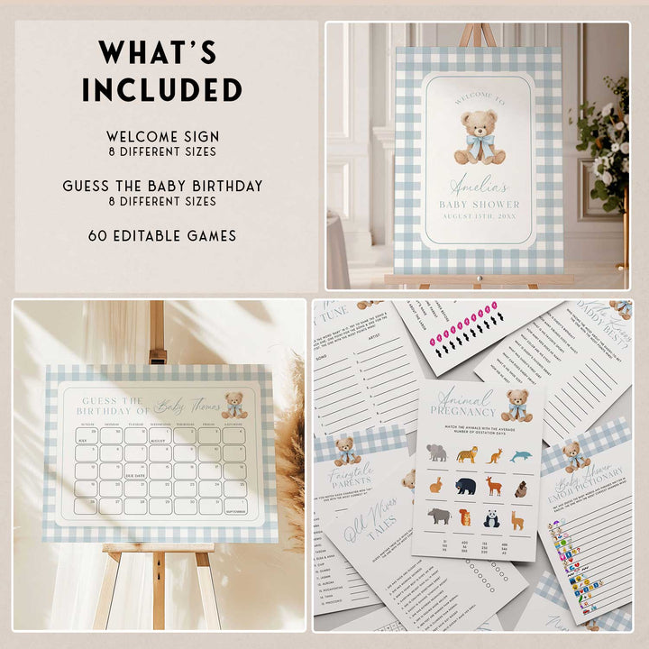 Blue Bearly Wait Baby Shower Bundle