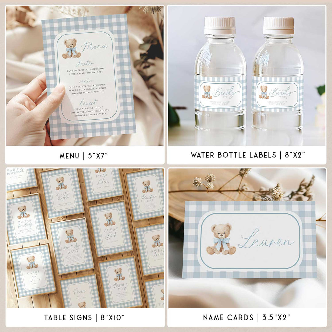 Blue Bearly Wait Baby Shower Bundle