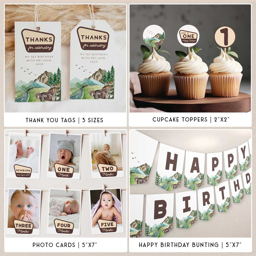 One Happy Camper Birthday Bundle Watercolor