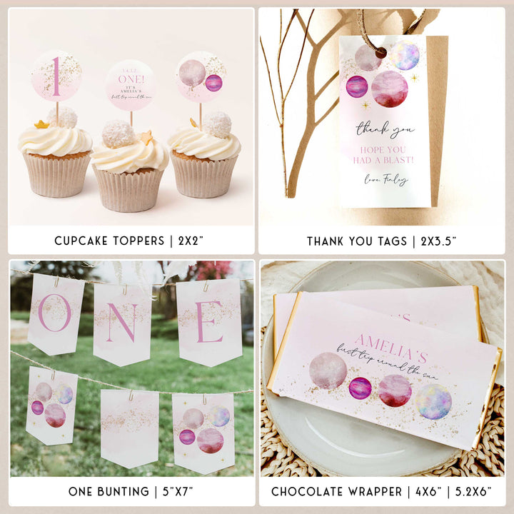 fully editable first trip around the sun girl first birthday bundle