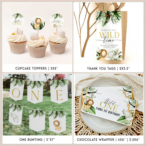 WILD ONE first birthday party bundle including invitations, welcome signs, my first birthday, table signs, tags, bunting and more