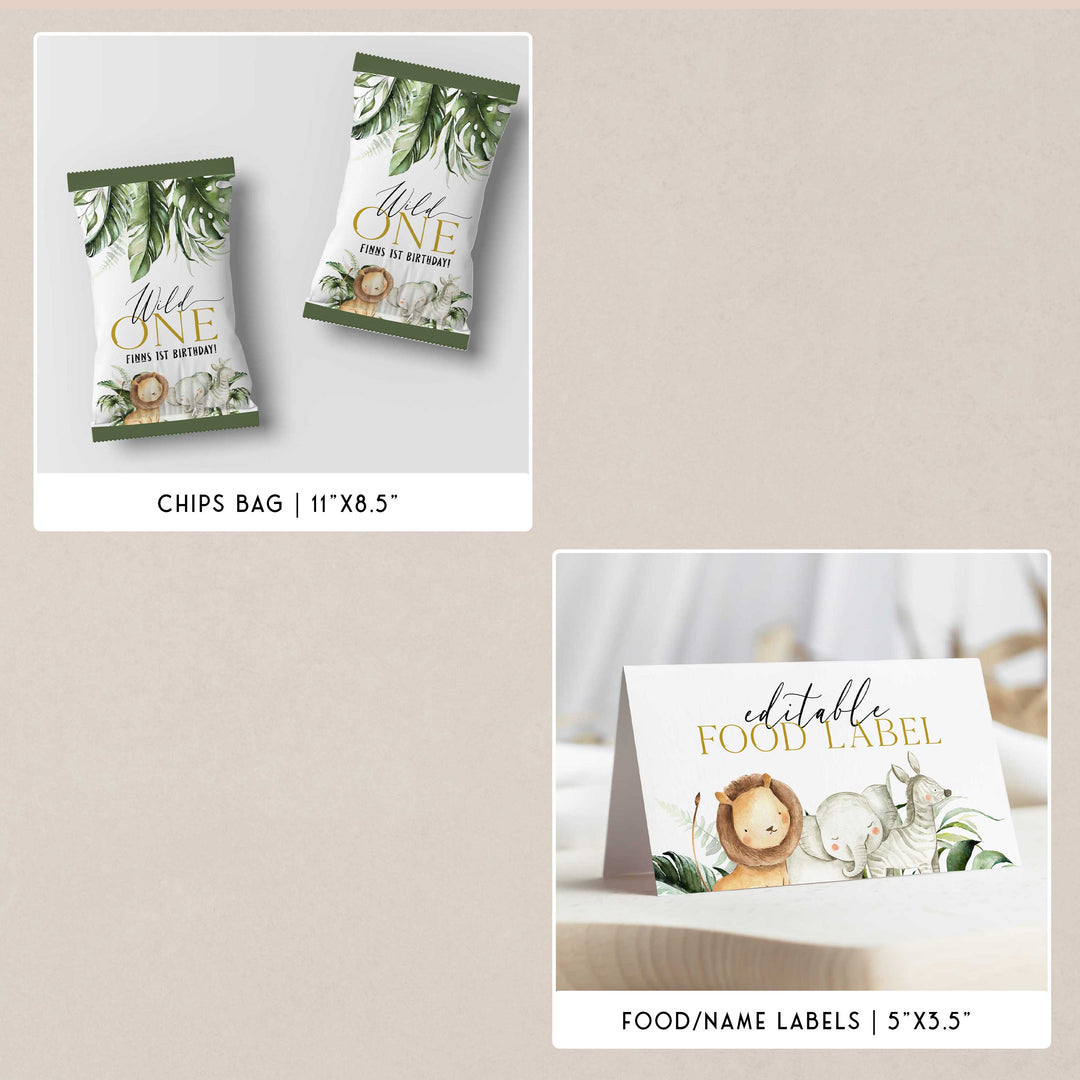 WILD ONE first birthday party bundle including invitations, welcome signs, my first birthday, table signs, tags, bunting and more