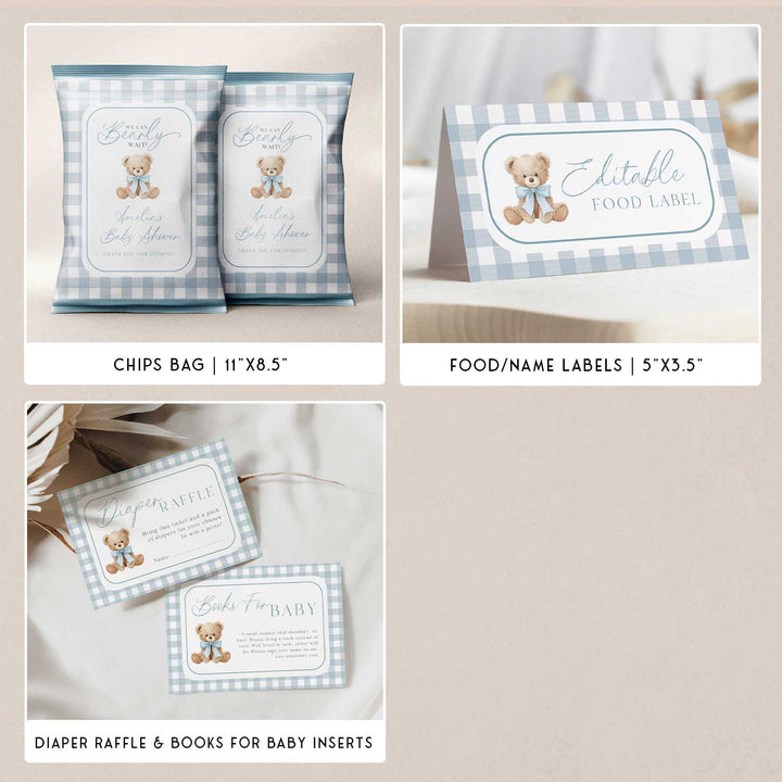 Blue Bearly Wait Baby Shower Bundle