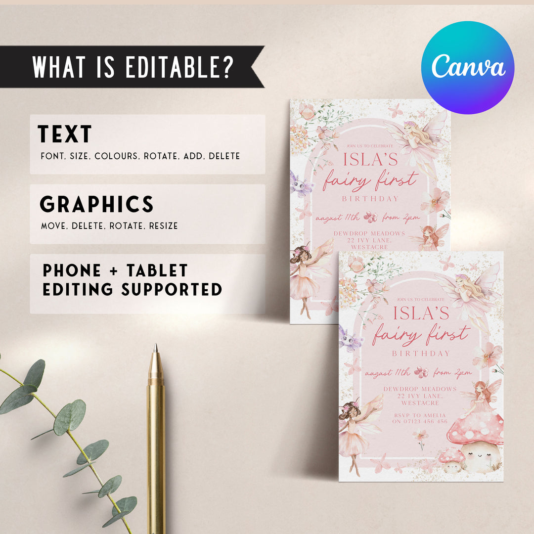 Fairy Enchanted Garden Birthday Invitation