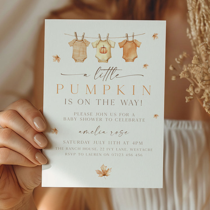Fall Pumpkin Clothes Line Invitation