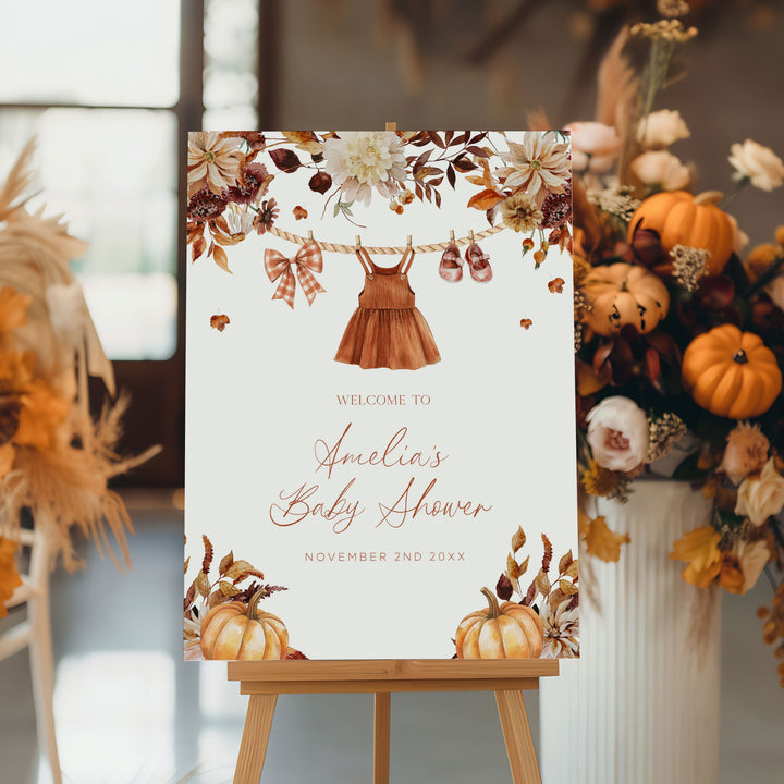 Fall In Love Clothesline Baby Shower Welcome Sign