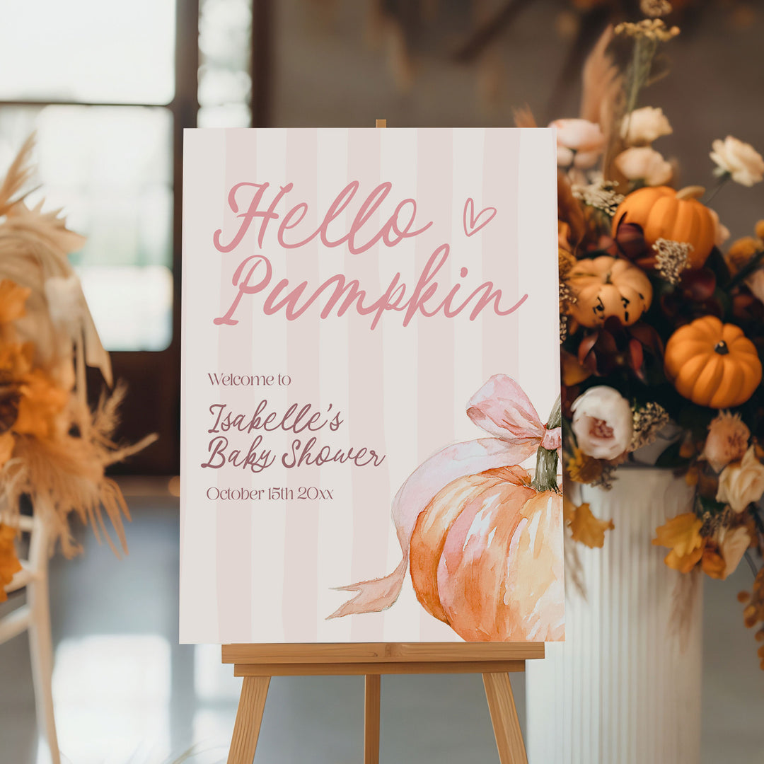 Hello Pumpkin Baby Shower Welcome Sign
