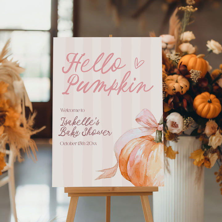 Hello Pumpkin Baby Shower Welcome Sign
