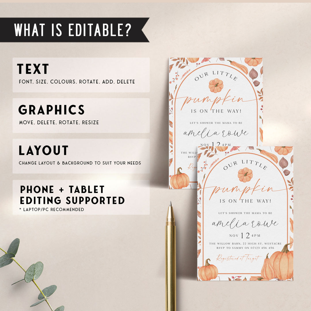 Pumpkin Pattern Baby Shower Invitation