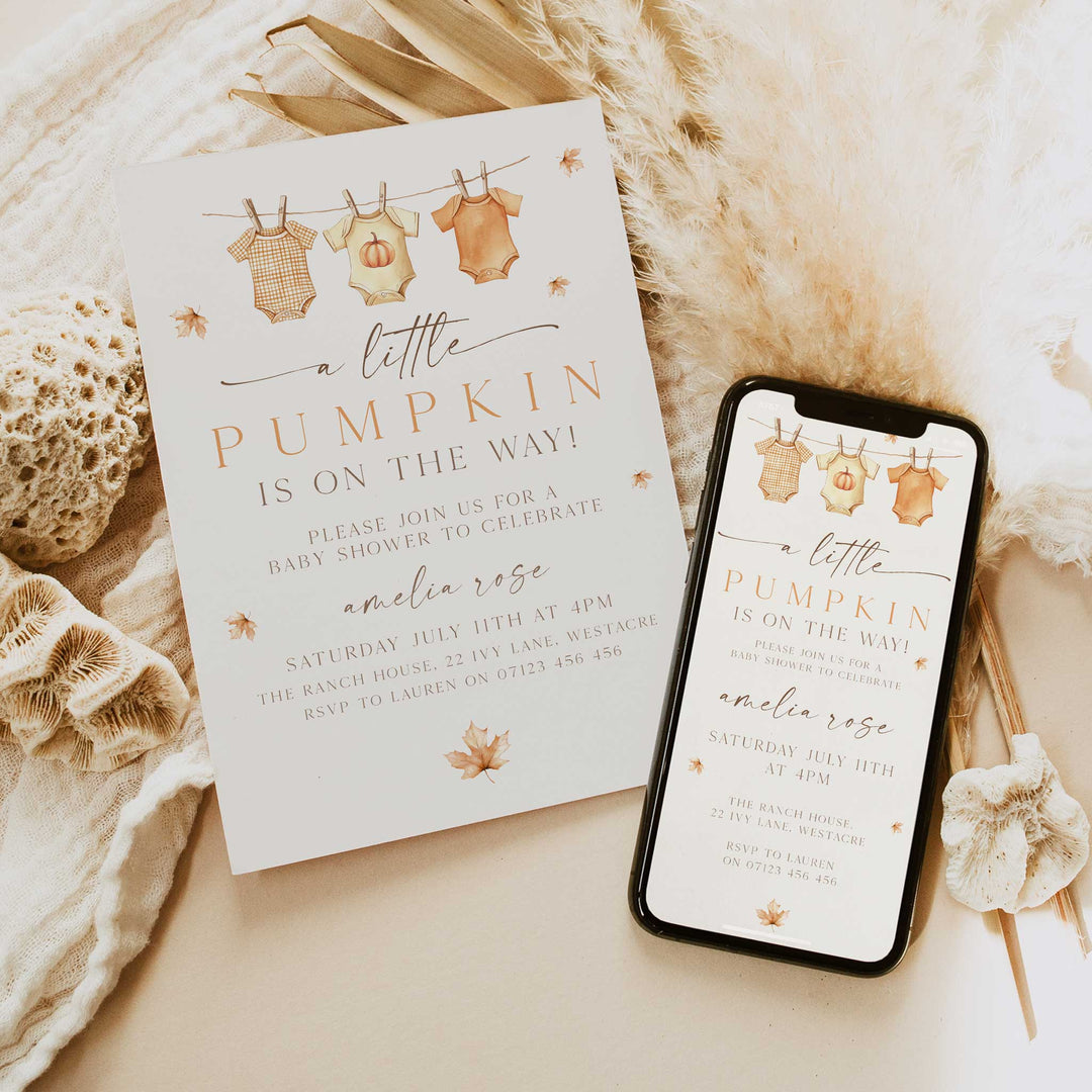 Fall Pumpkin Clothes Line Invitation