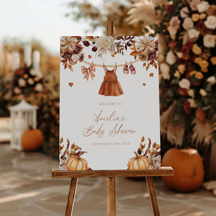Fall In Love Clothesline Baby Shower Welcome Sign